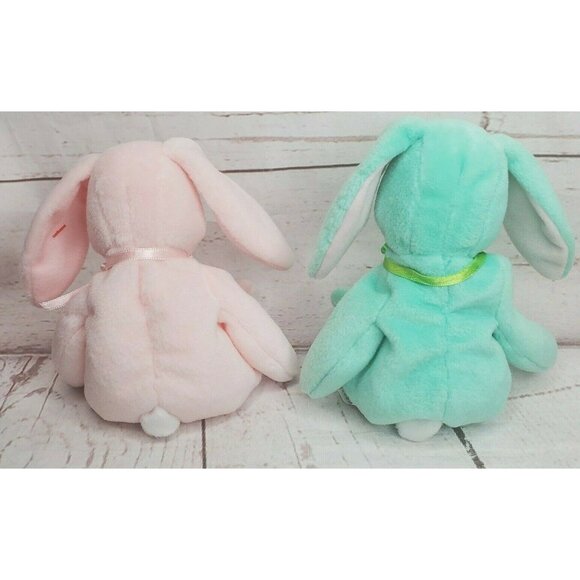 2 Vintage Ty Beanie Baby Bunny Rabbit Lot Hoppity Hippity No Tags 1996 PVC - Picture 3 of 9